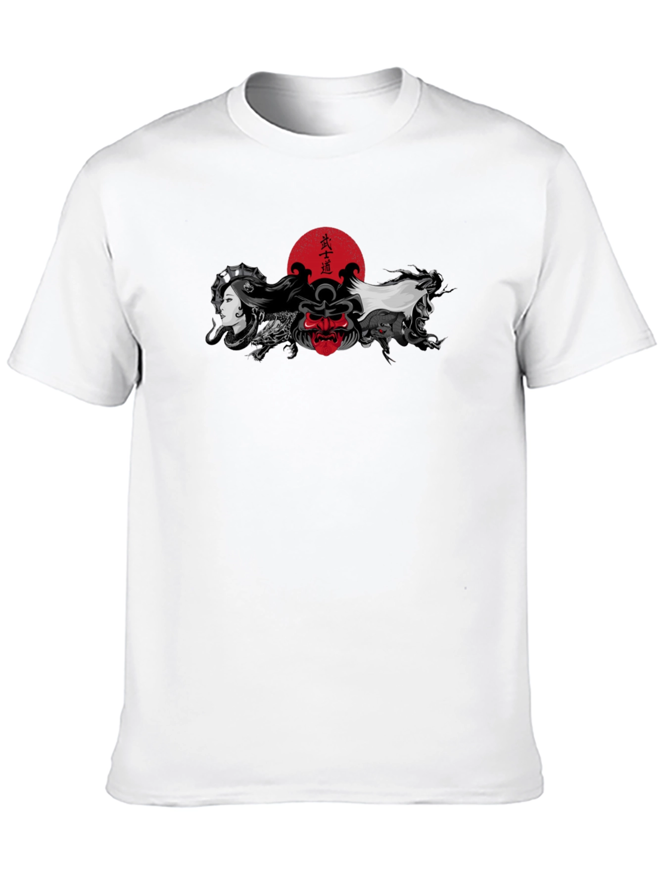 Japanese Art T-Shirt: Samurai Geisha Dragon