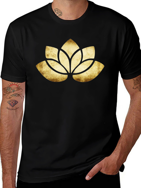 Lotus Flower Graphic Black T-Shirt