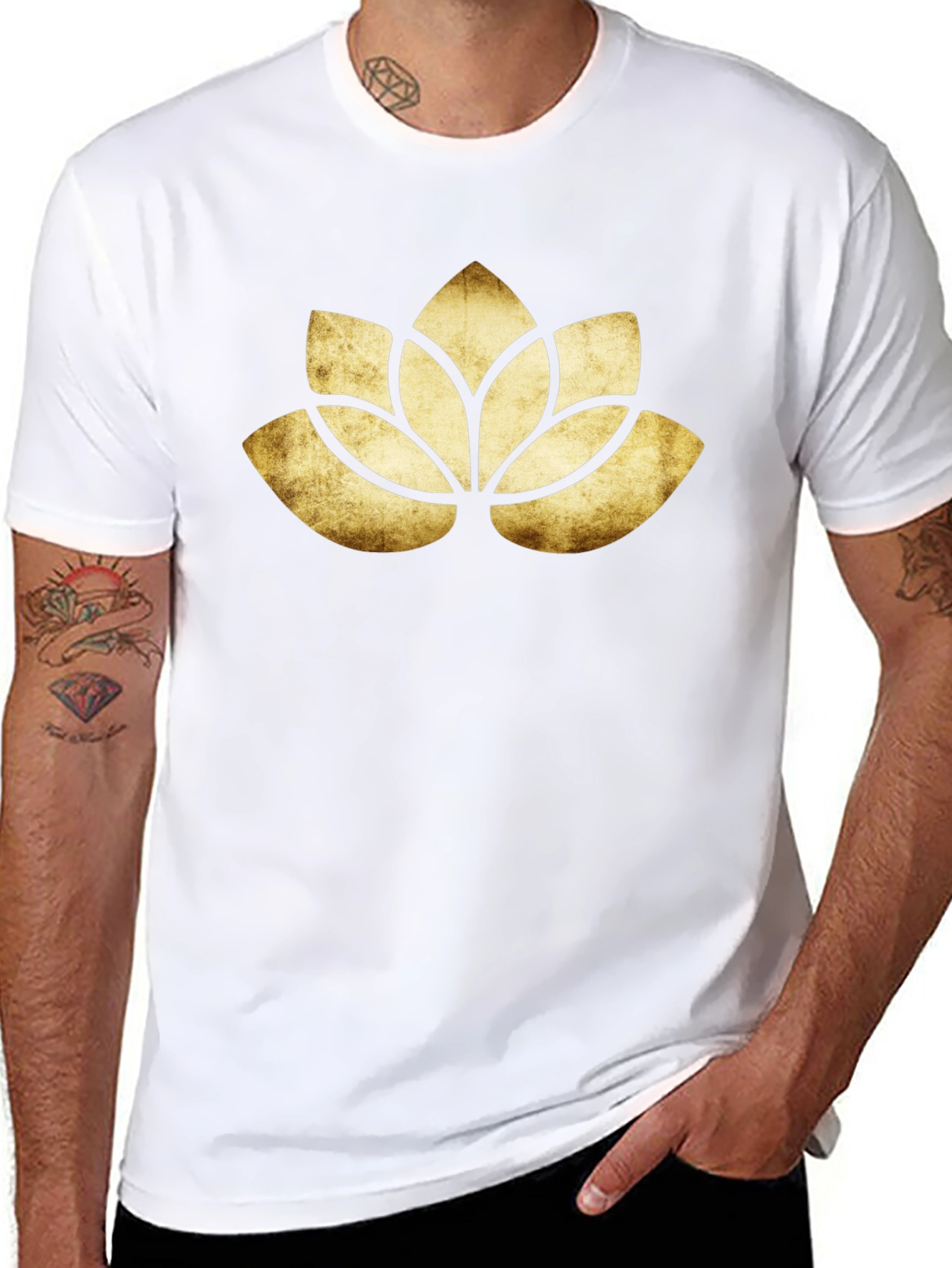 Lotus Flower Graphic Black T-Shirt