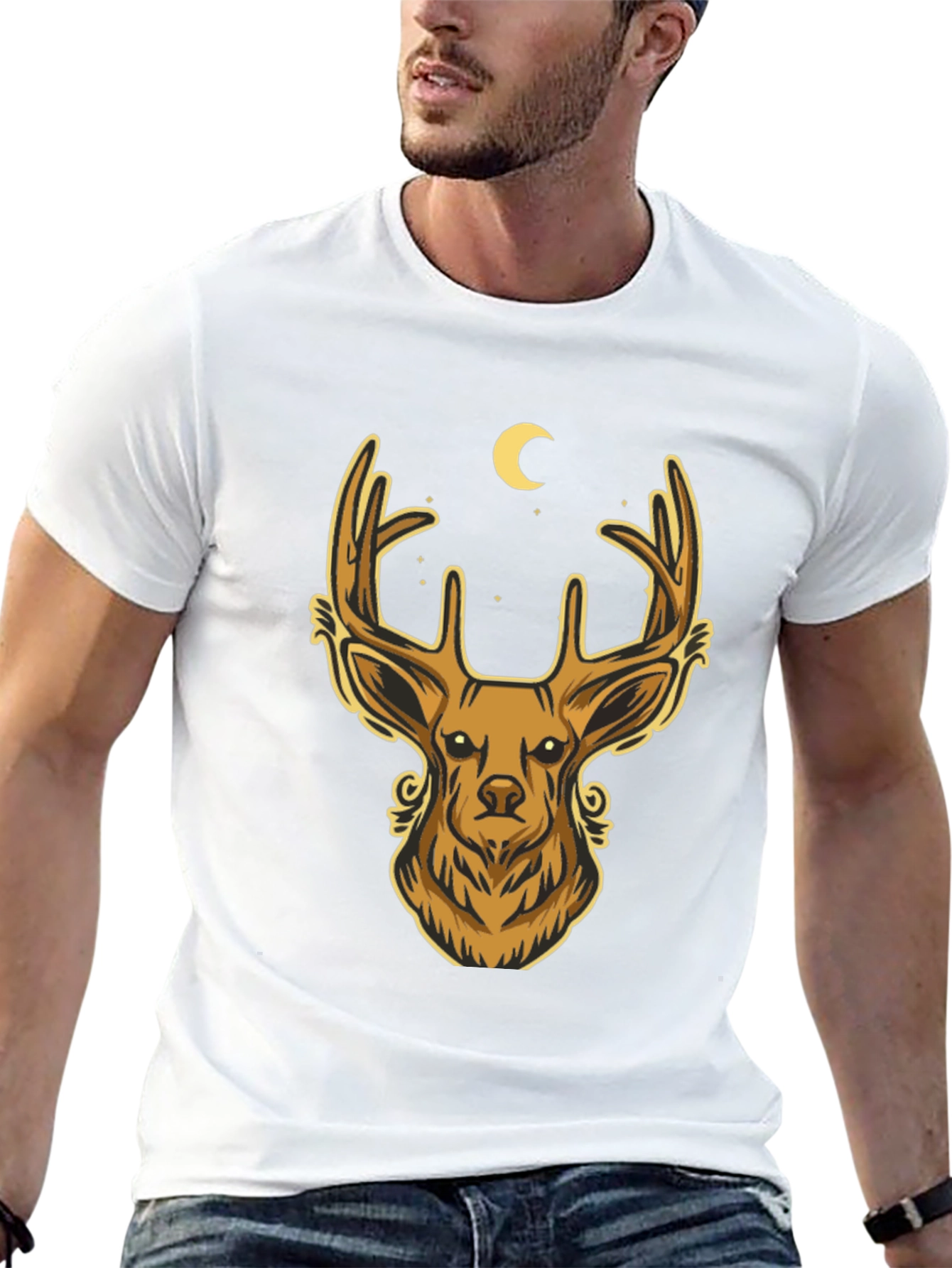 Deer Moon Graphic T-Shirt - Mens Black Tee