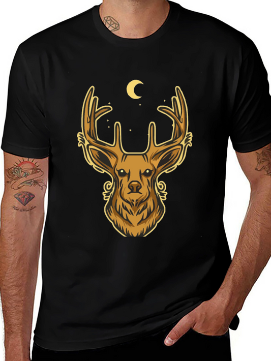 Deer Moon Graphic T-Shirt - Mens Black Tee