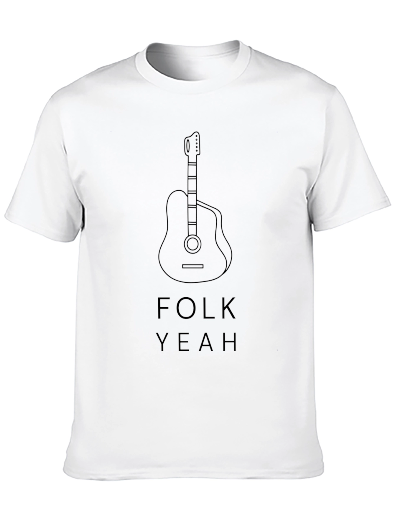 Folk Yeah Guitar Graphic Tee - Black Cotton T-Shirt