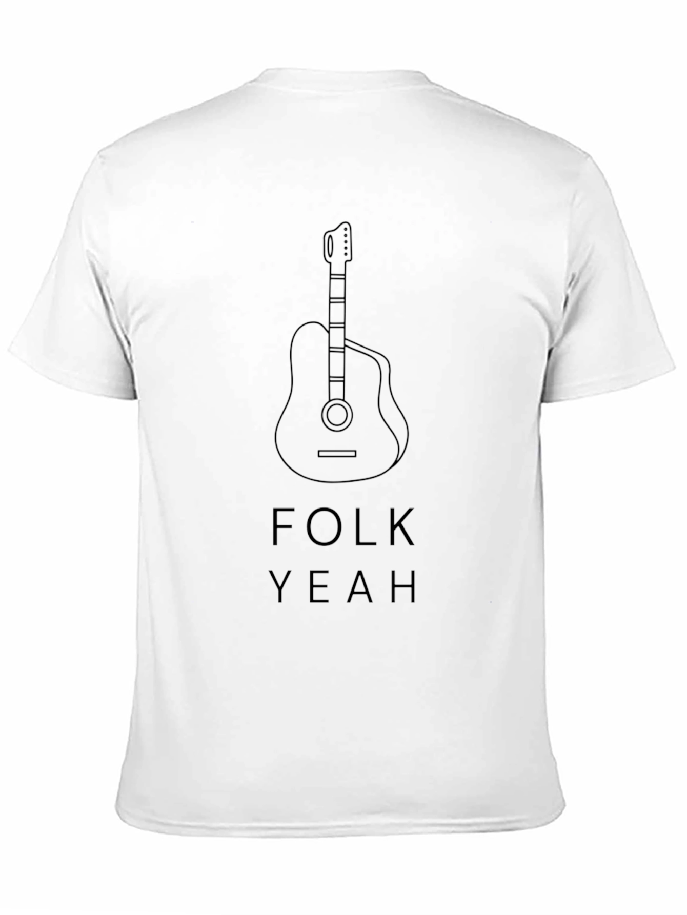 Folk Yeah Guitar Graphic Tee - Black Cotton T-Shirt