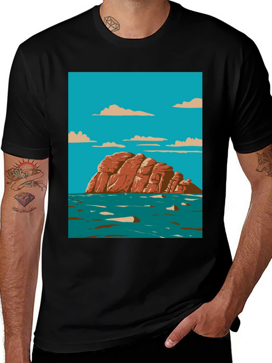 Scenic Rock Island Graphic Tee - Stylish Comfort