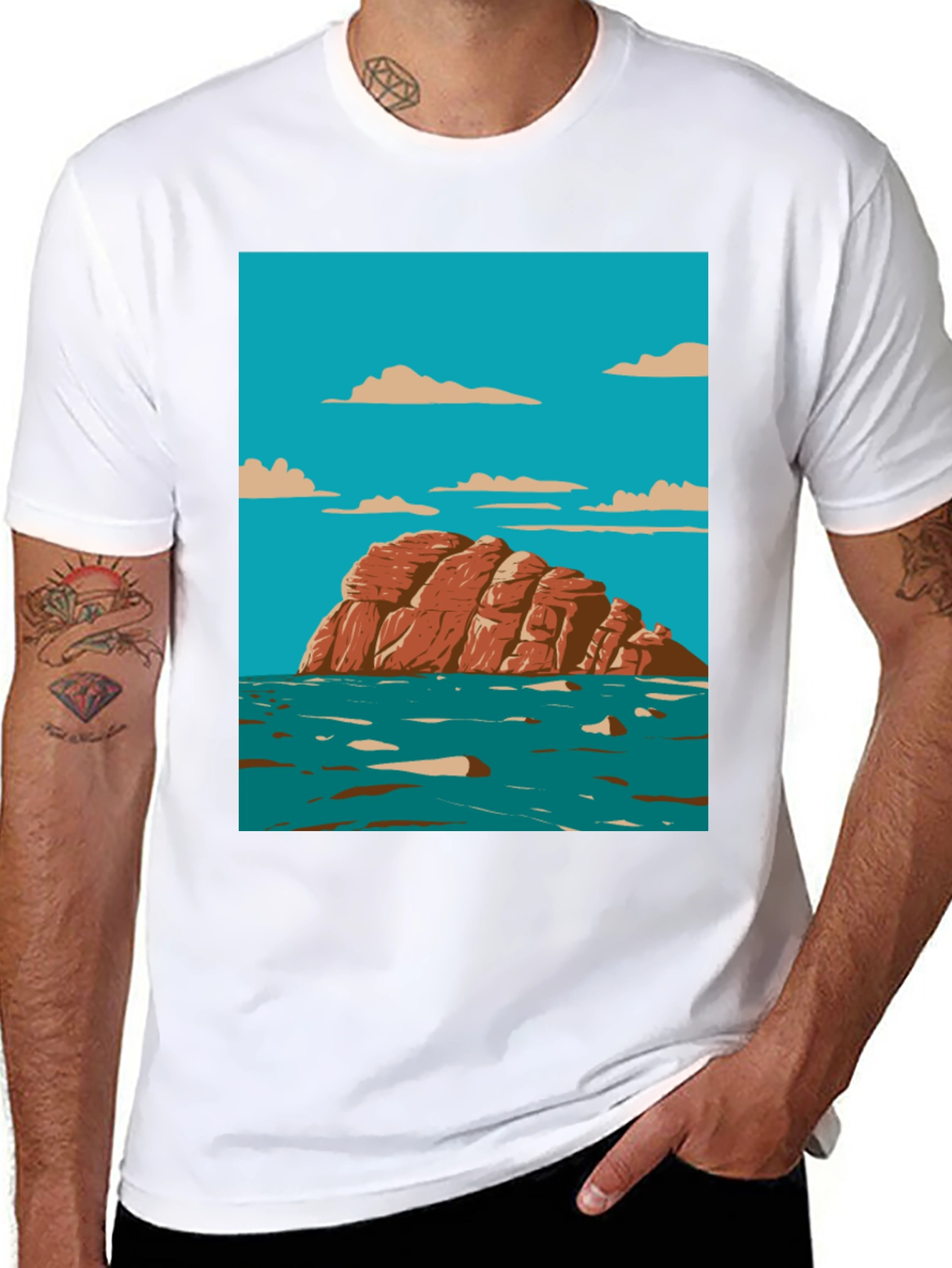 Scenic Rock Island Graphic Tee - Stylish Comfort