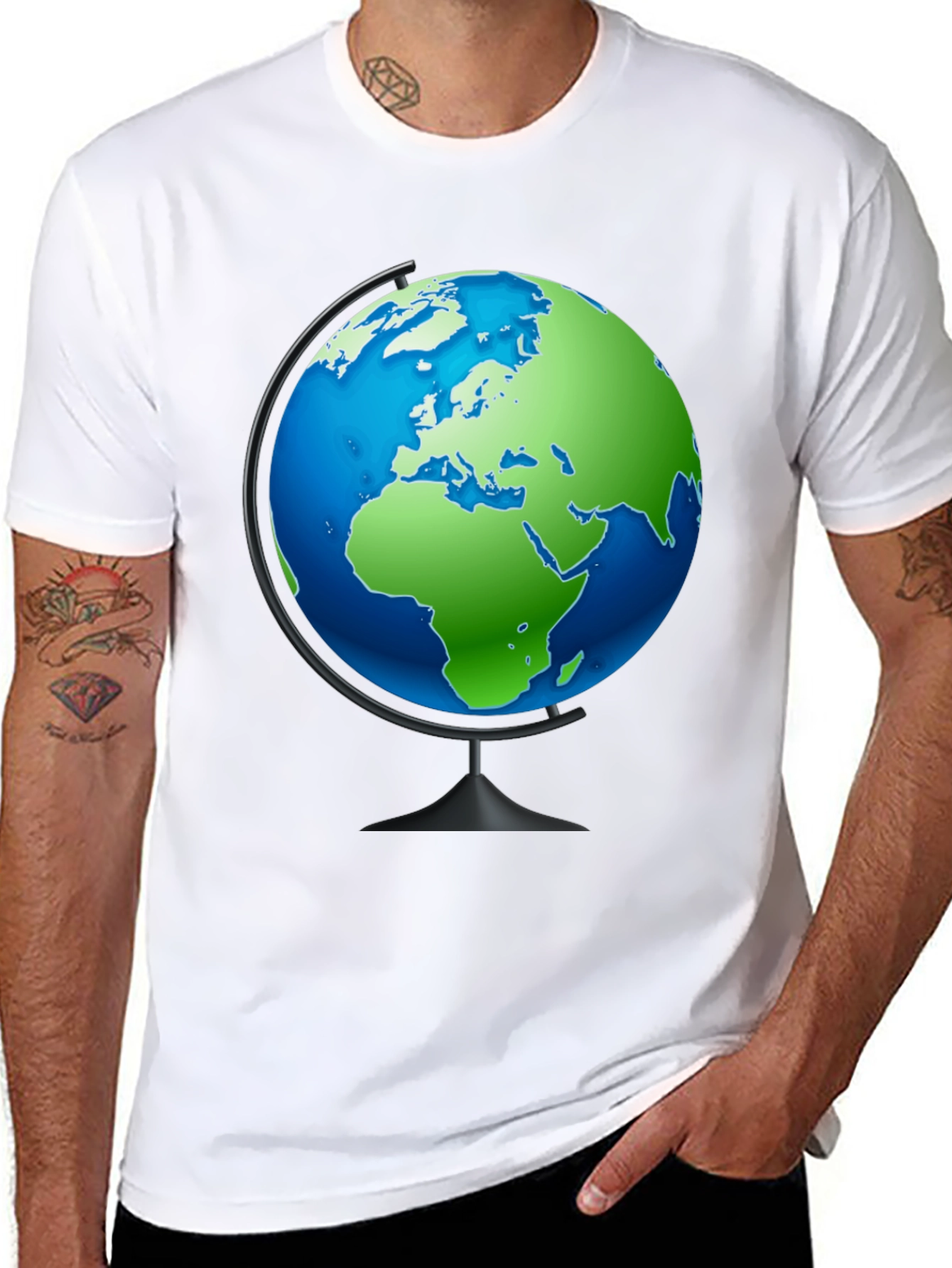 Globe Graphic Black T-Shirt - Travel the World!
