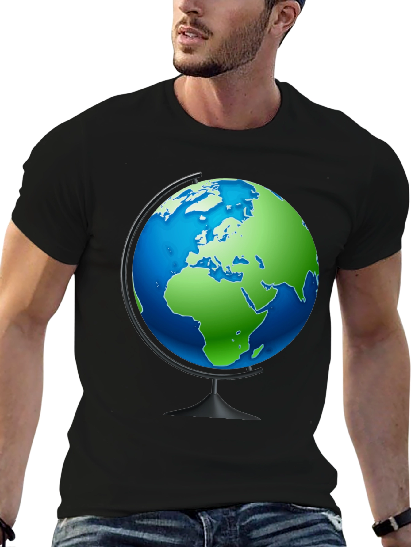 Globe Graphic Black T-Shirt - Travel the World!