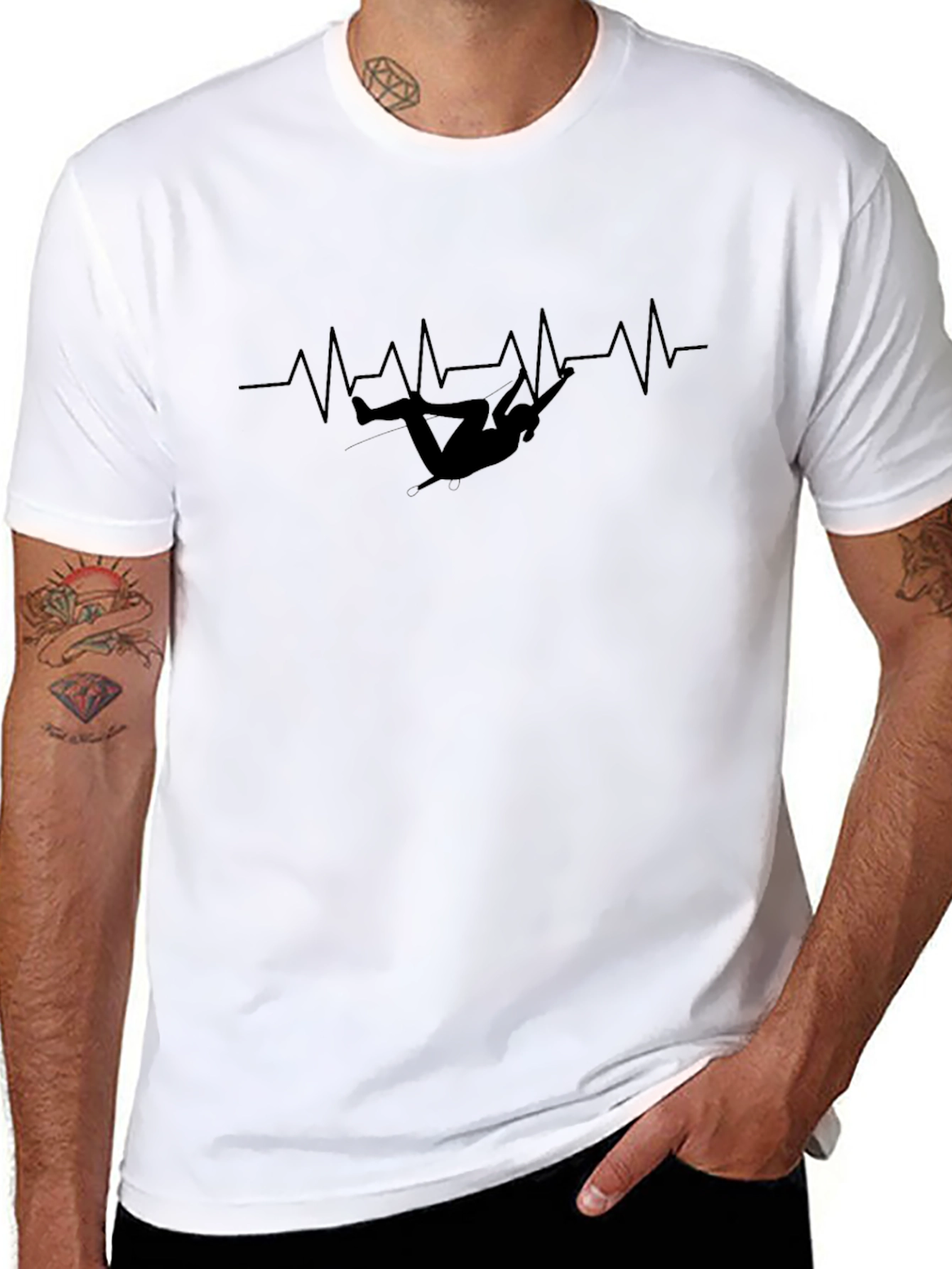 Climbing Heartbeat T-Shirt - Black Graphic Tee