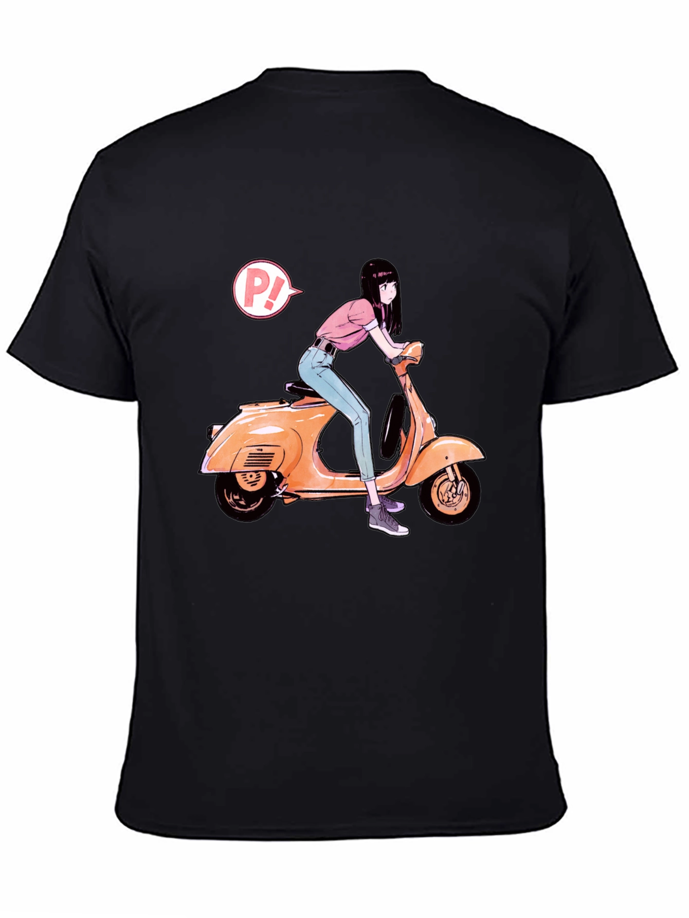 Anime Girl on Scooter Graphic T-Shirt