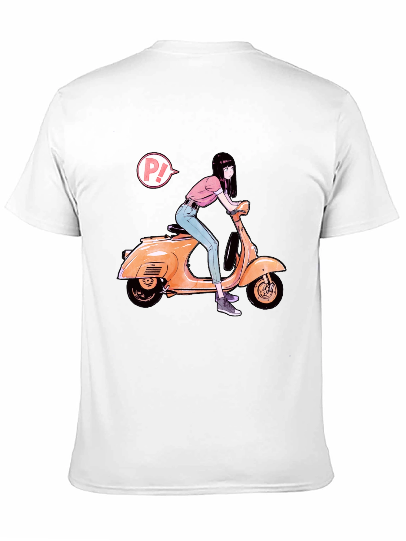 Anime Girl on Scooter Graphic T-Shirt