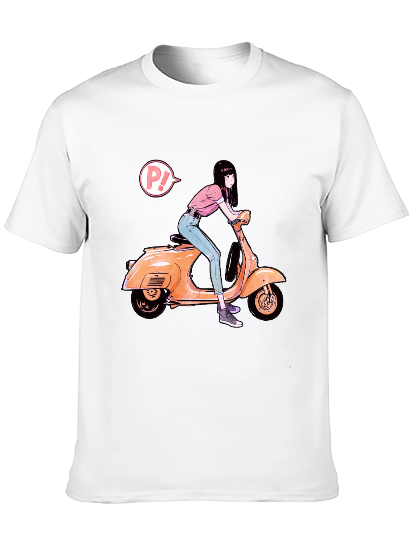 Anime Girl on Scooter Graphic T-Shirt