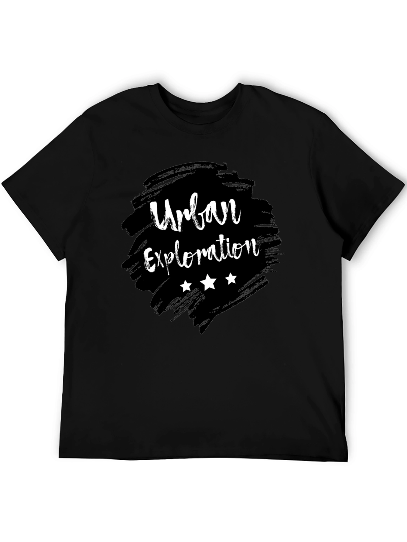 Urban Exploration Graphic Tee - Black Cotton T-Shirt