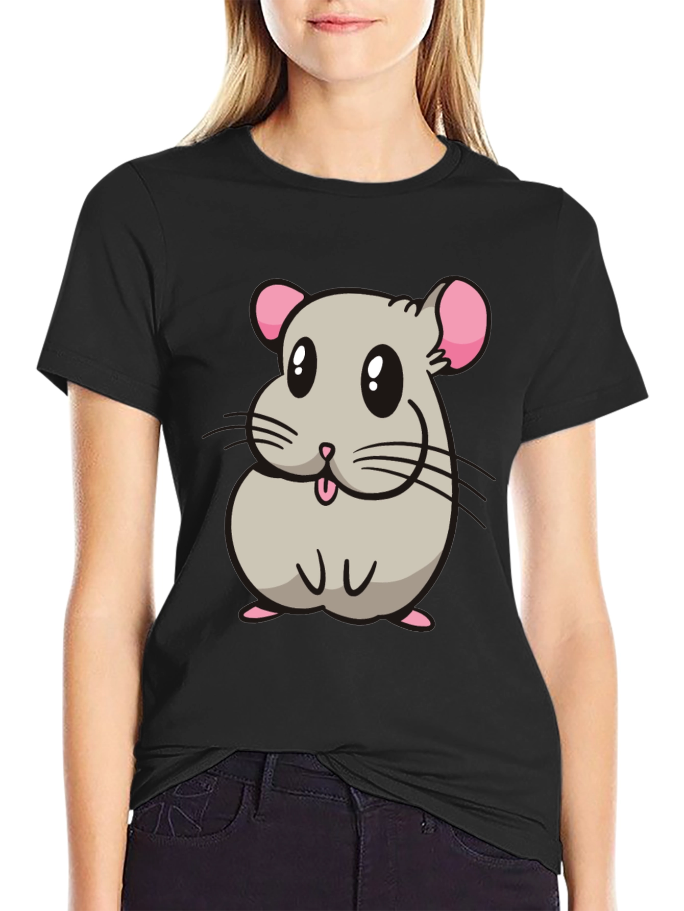 Cute Hamster Cartoon Graphic T-Shirt