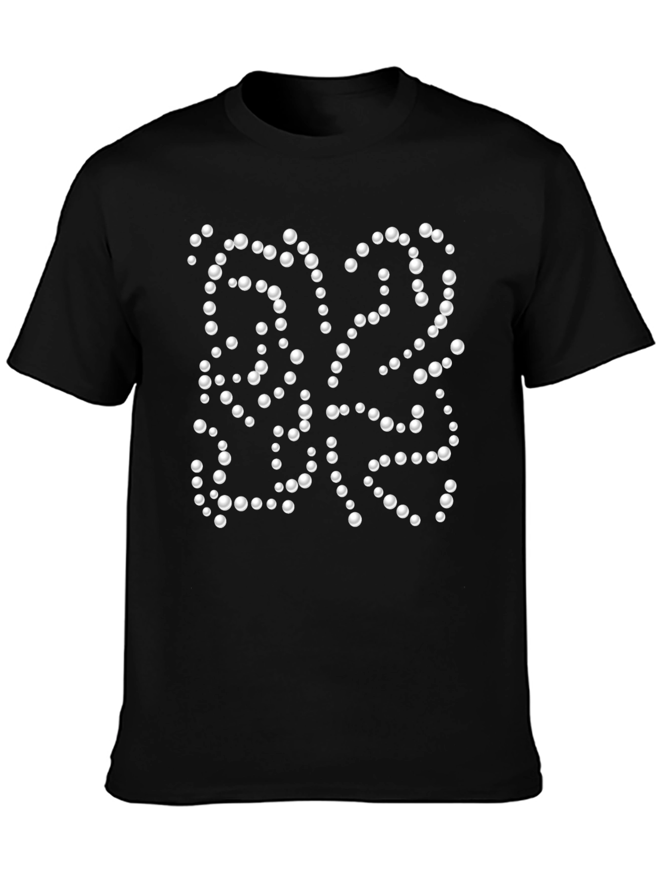 Modern Pearl Dot Pattern Black T-Shirt