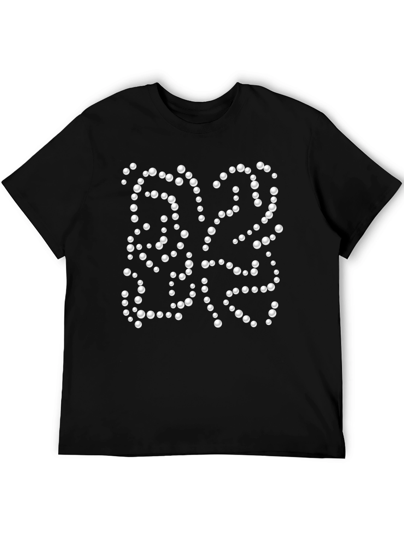 Modern Pearl Dot Pattern Black T-Shirt