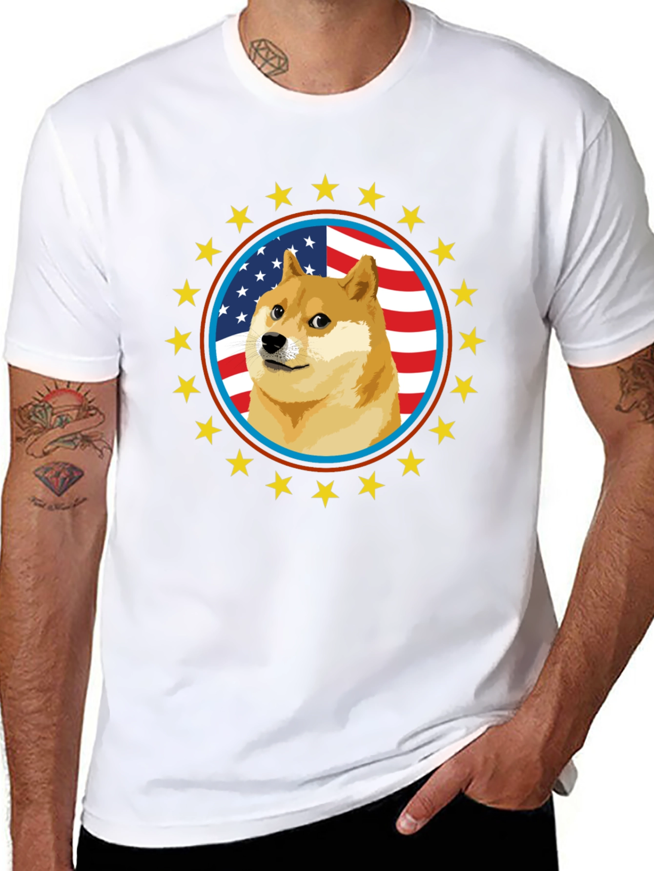 Doge Meme American Flag T-Shirt
