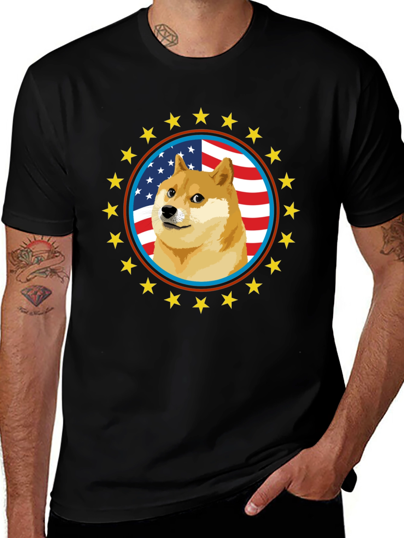 Doge Meme American Flag T-Shirt