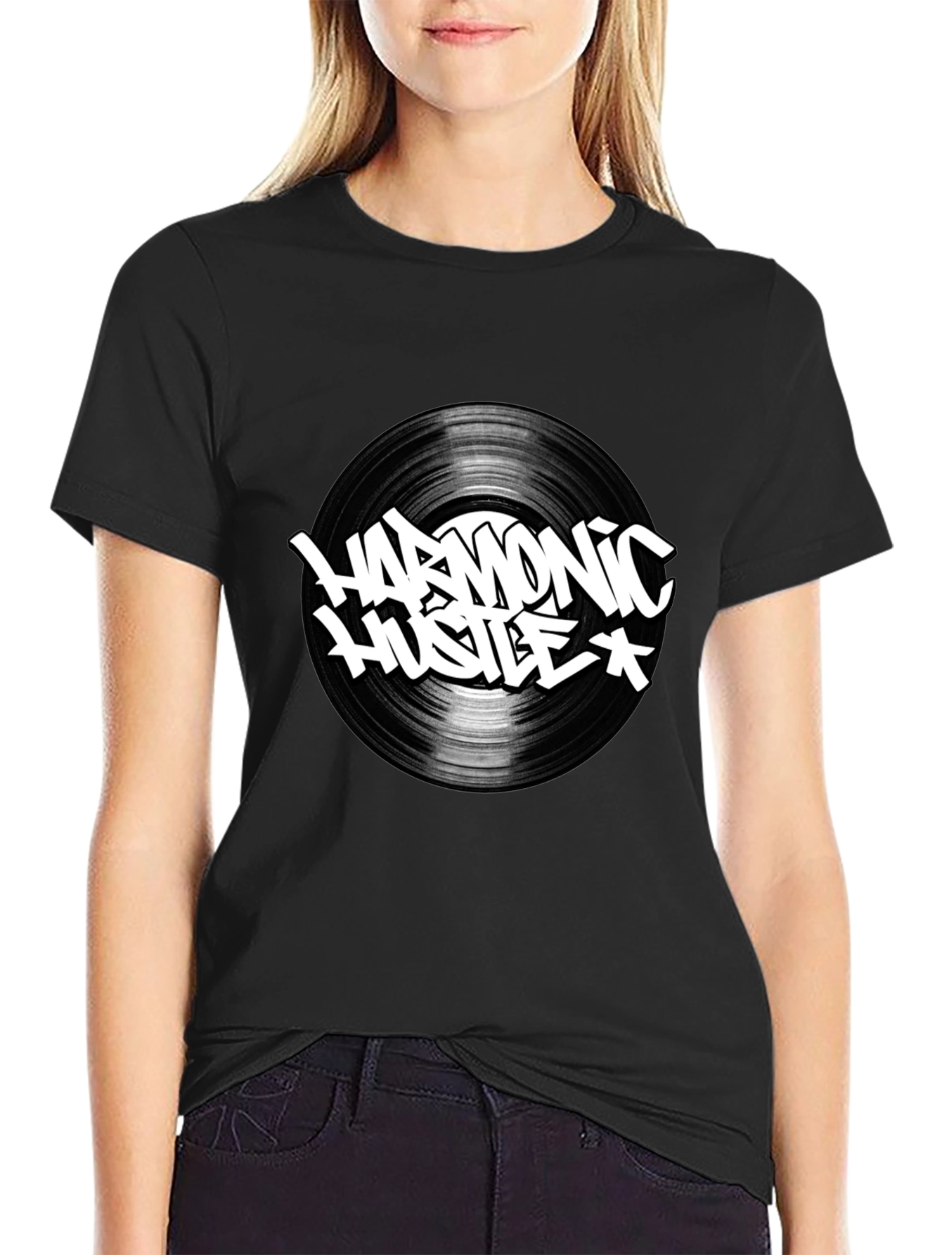 Harmonic Hustle Graphic Tee - Black Cotton T-Shirt