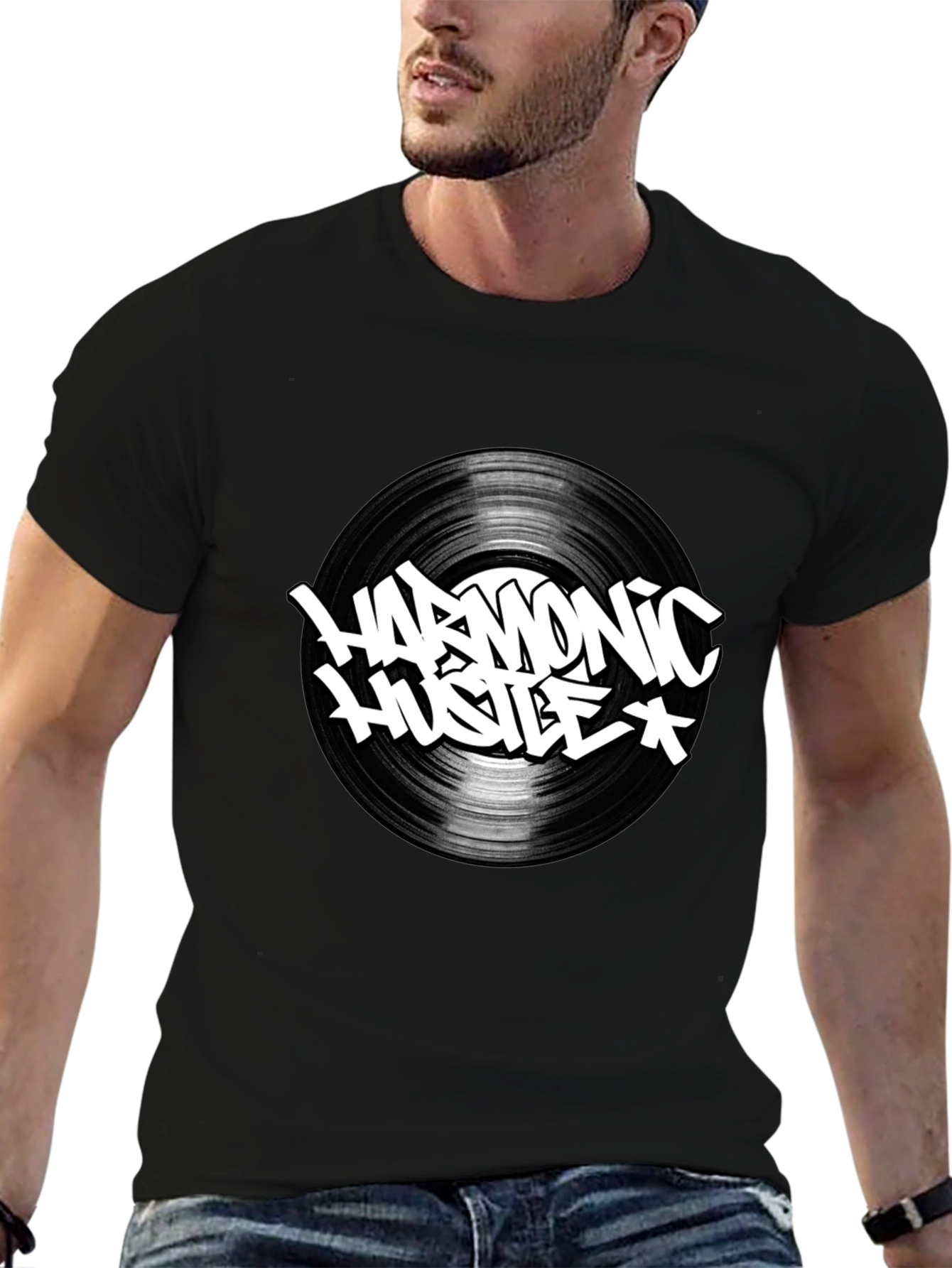 Harmonic Hustle Graphic Tee - Black Cotton T-Shirt