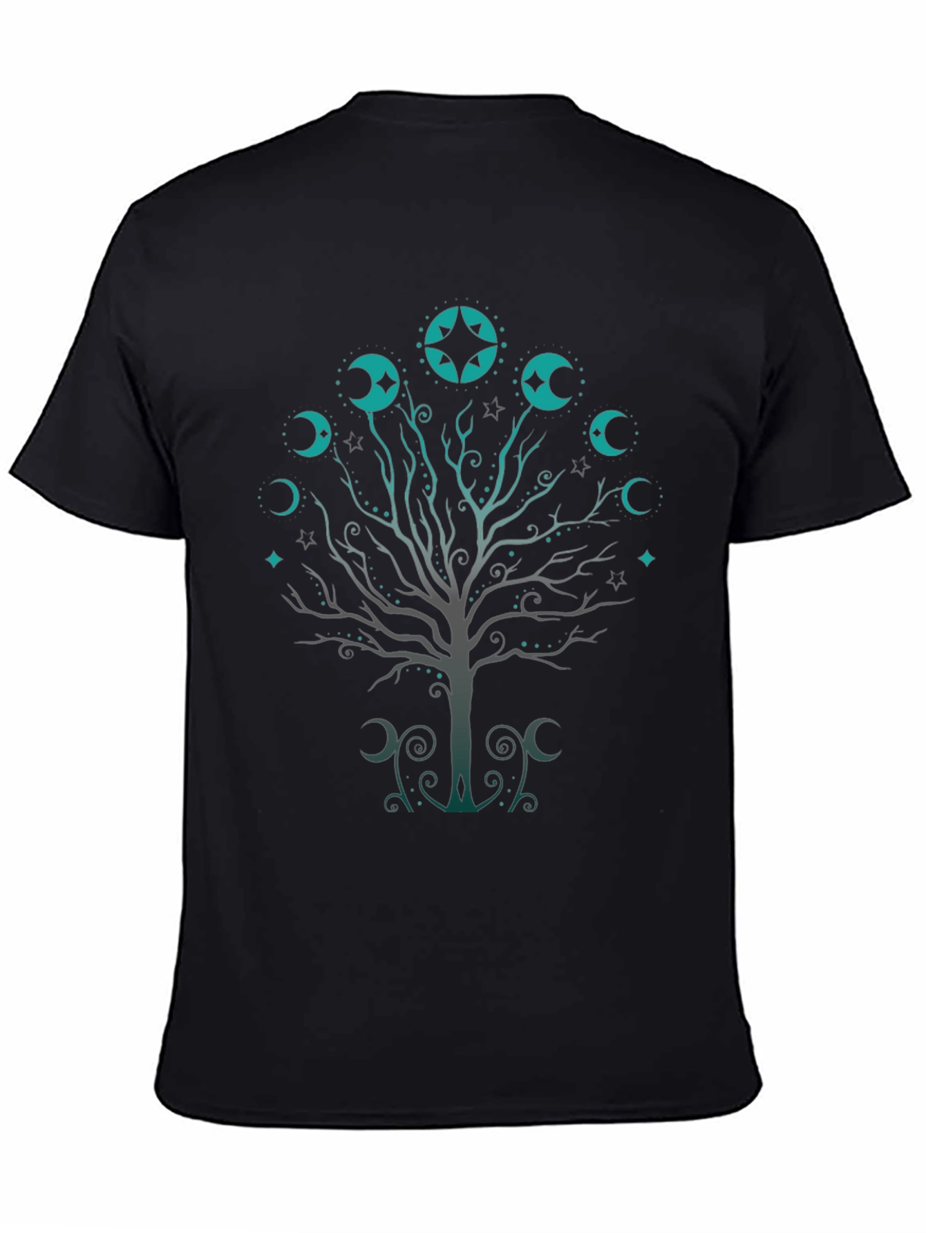 Mystic Moon Tree Black T-Shirt