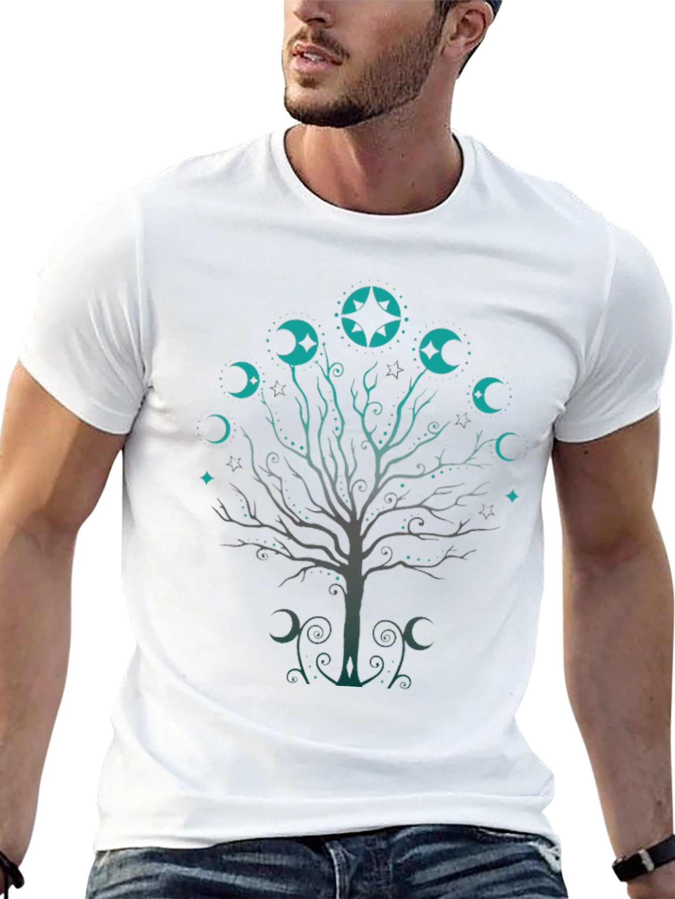 Mystic Moon Tree Black T-Shirt