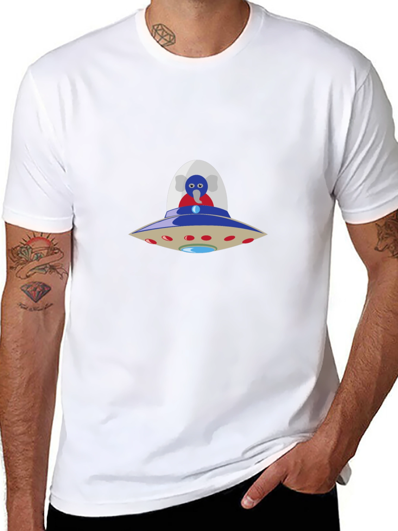 UFO Alien T-Shirt - Black Crew Neck