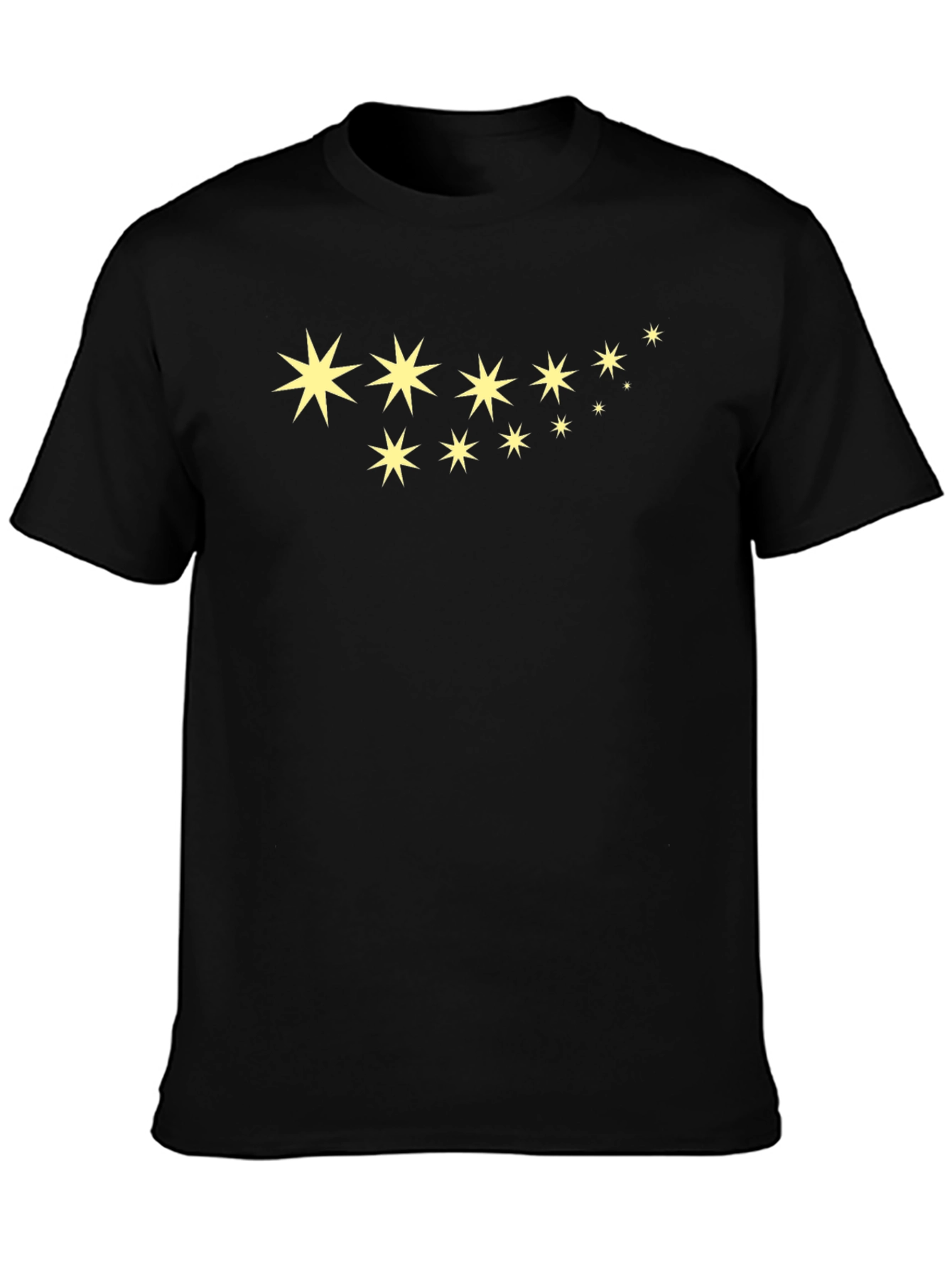 Star Pattern Black Cotton T-Shirt