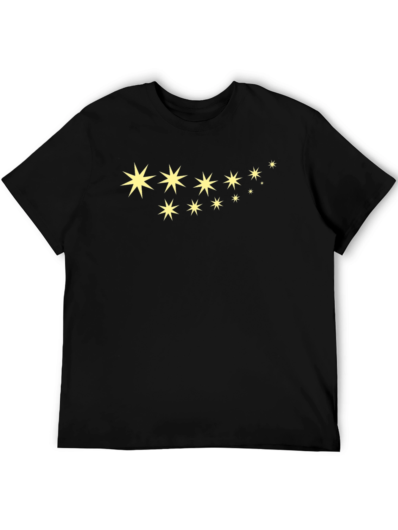 Star Pattern Black Cotton T-Shirt