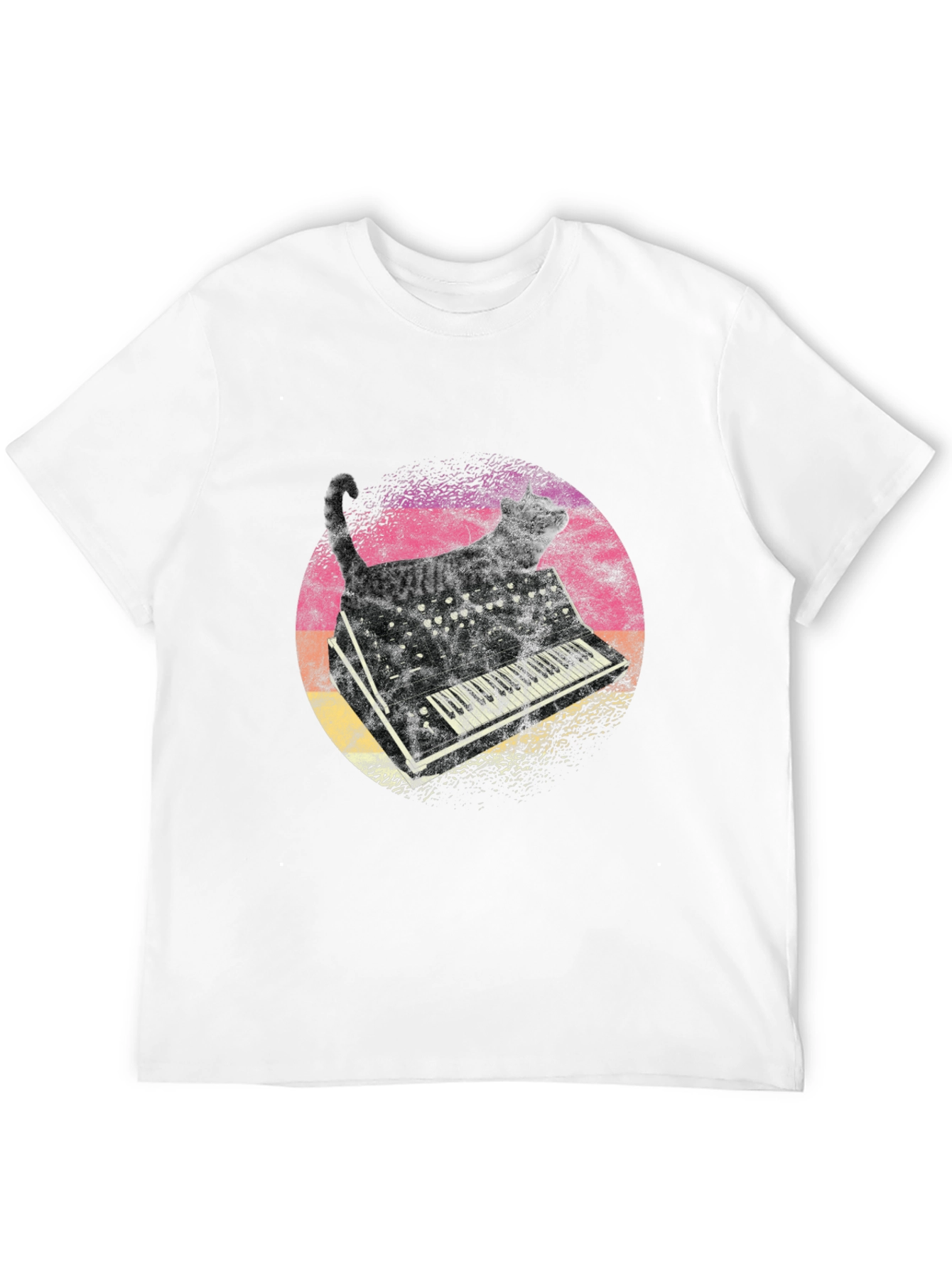 Cat Keyboard Graphic T-Shirt - Unique Music Lover Tee