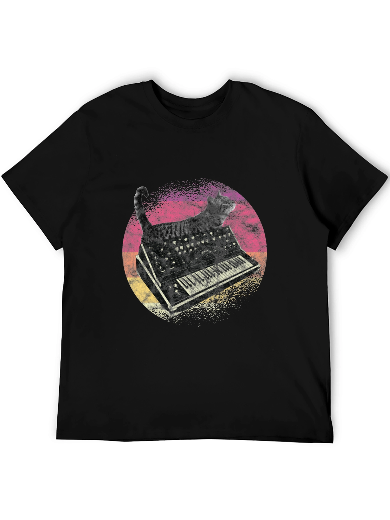 Cat Keyboard Graphic T-Shirt - Unique Music Lover Tee
