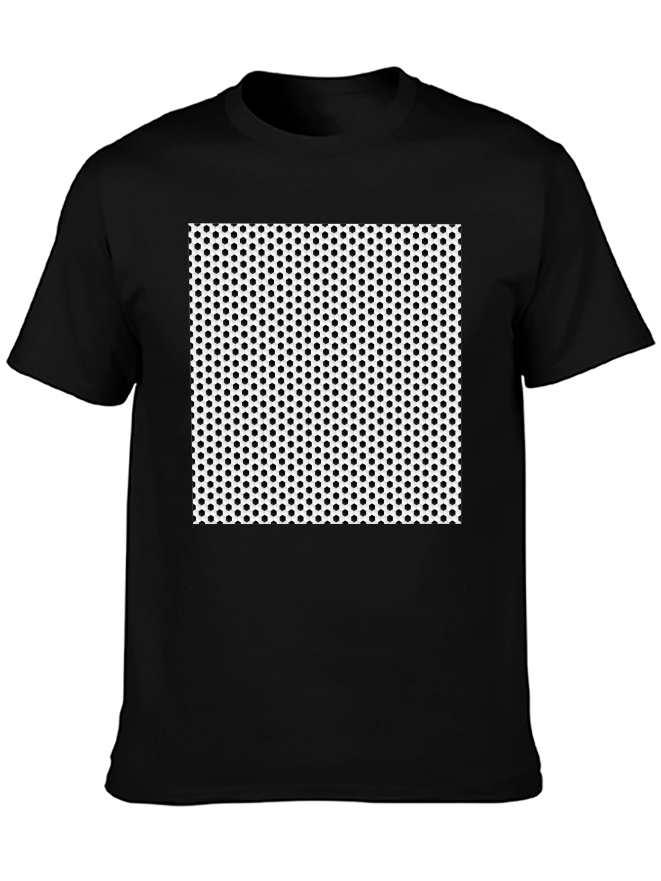 Black Tee with Geometric Dot Pattern