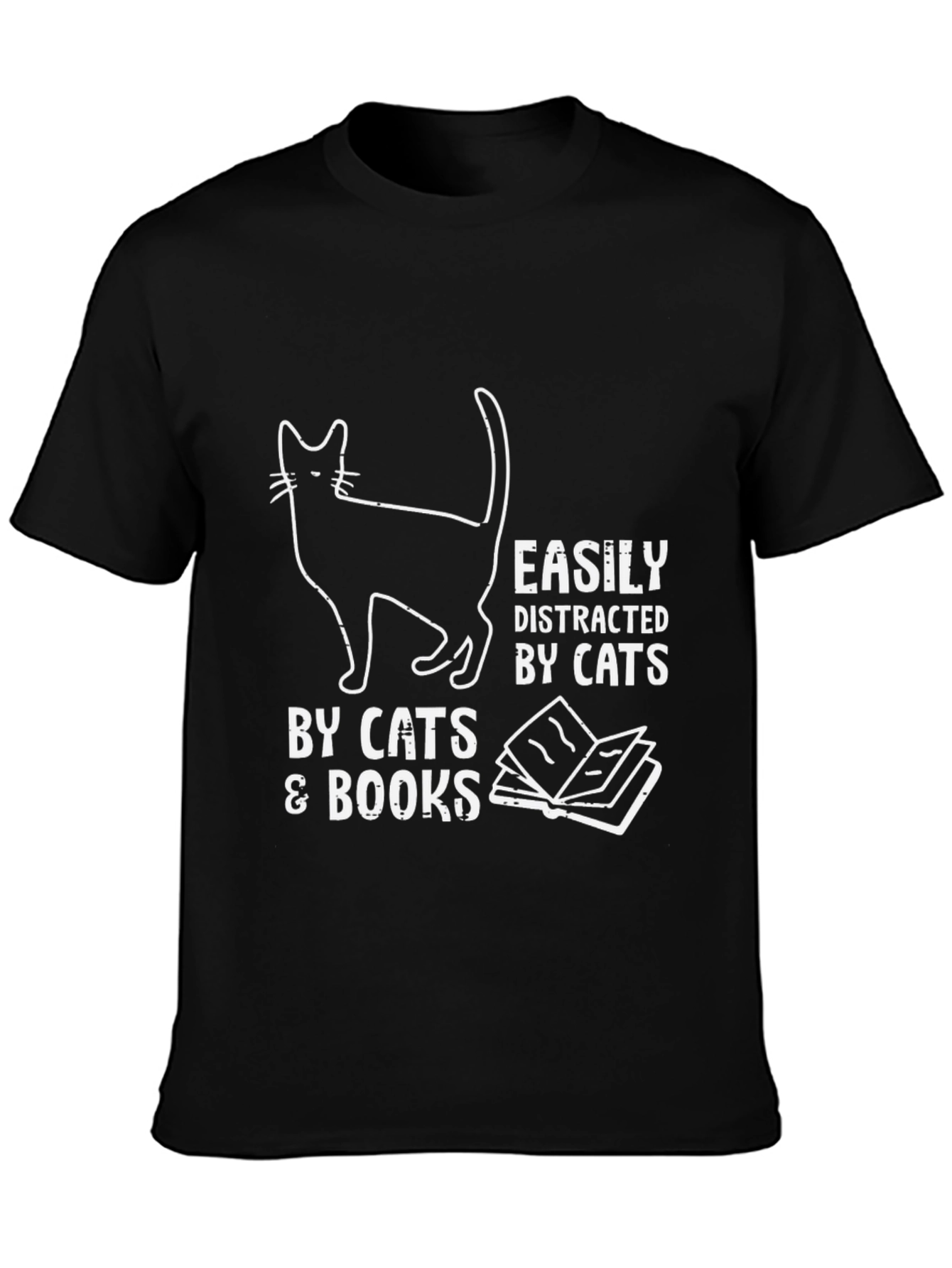 Easily Distracted by Cats and Books T-Shirt