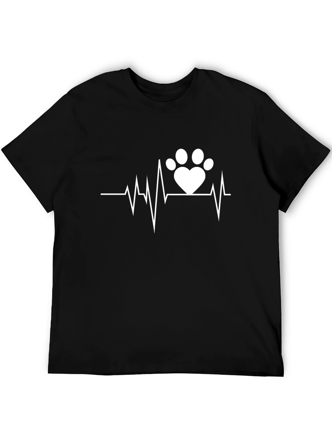 Heartbeat Paw Print Graphic Tee - Black