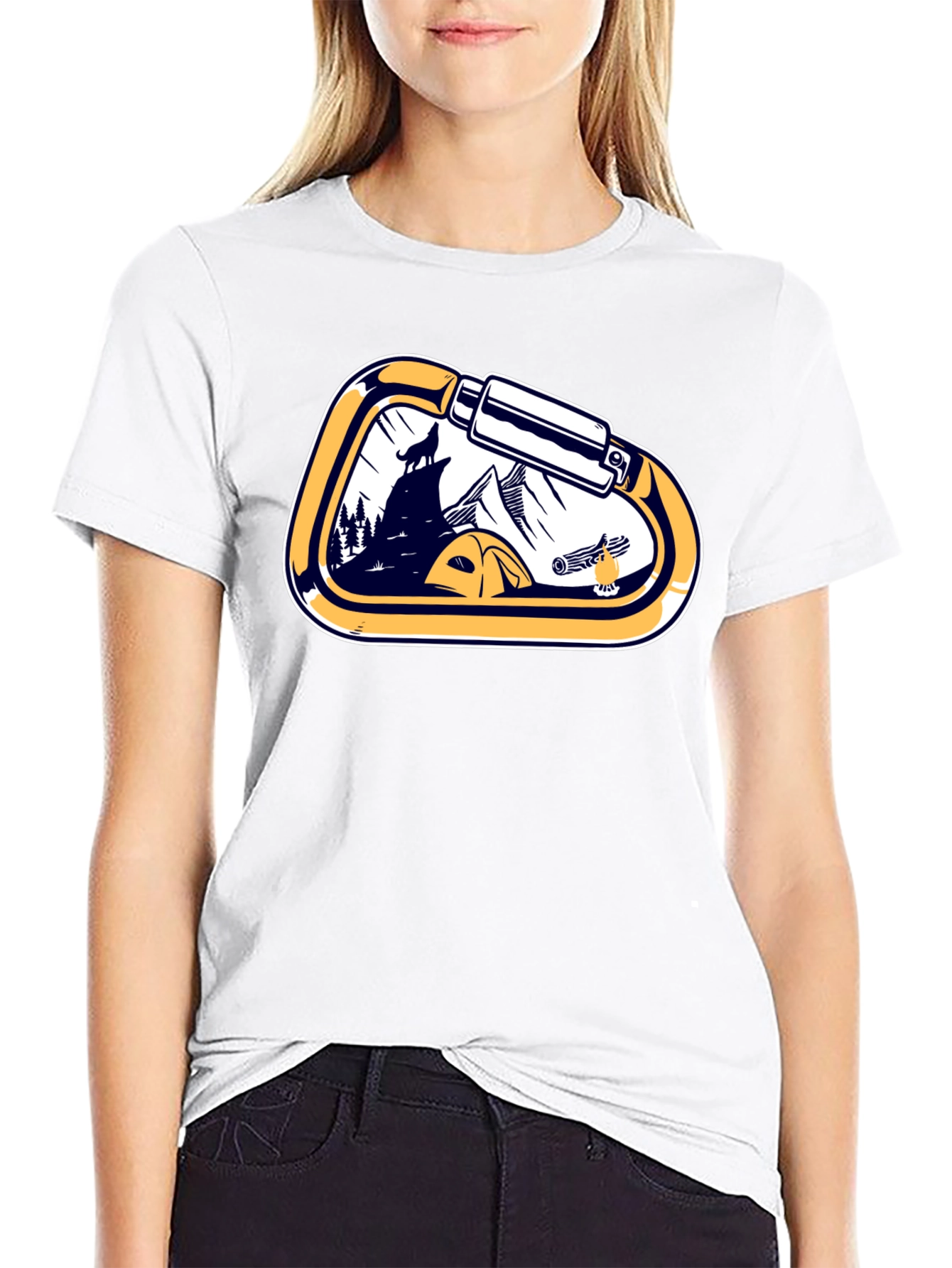Outdoor Adventure Carabiner Camping Black T-Shirt