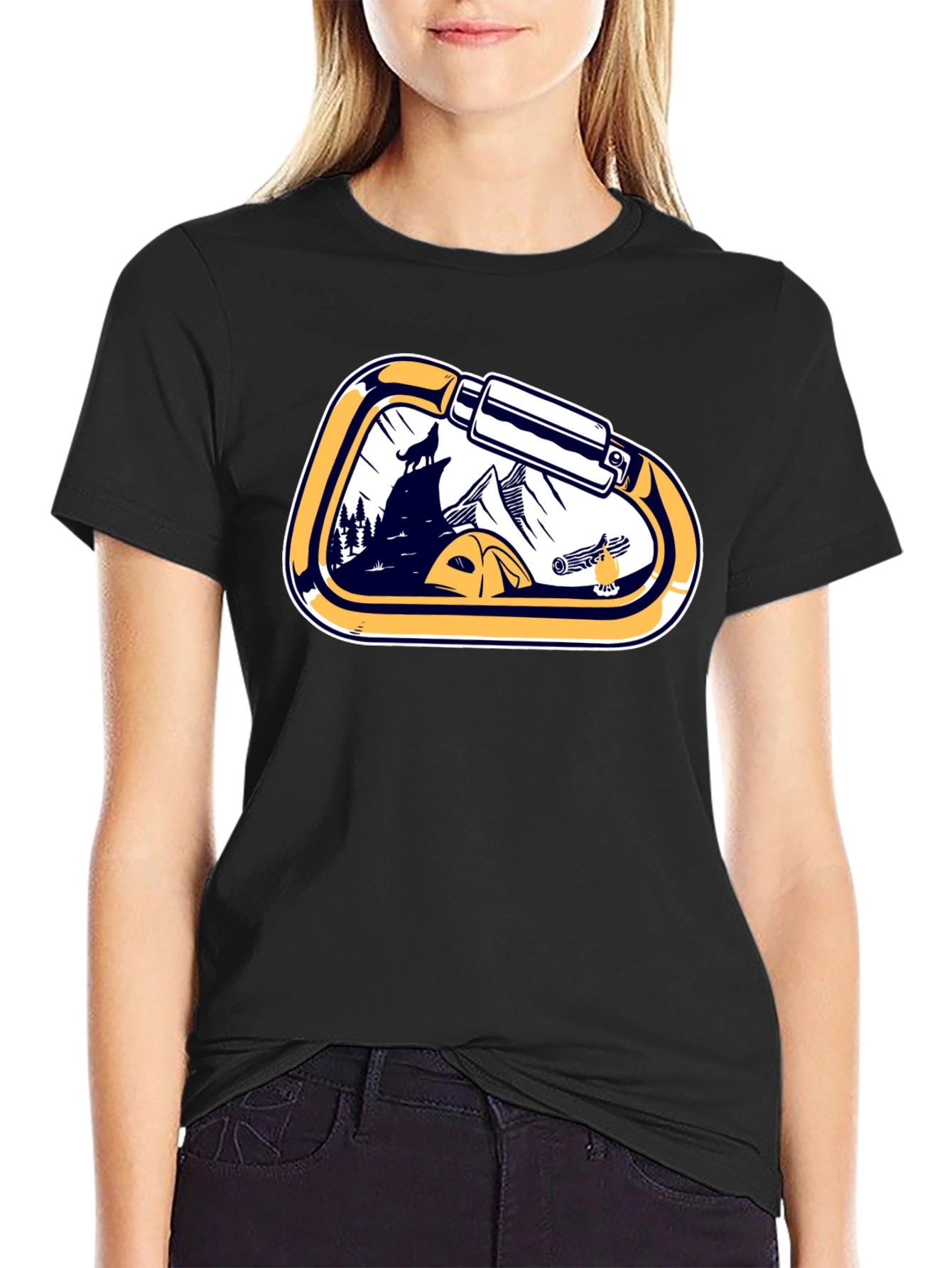 Outdoor Adventure Carabiner Camping Black T-Shirt