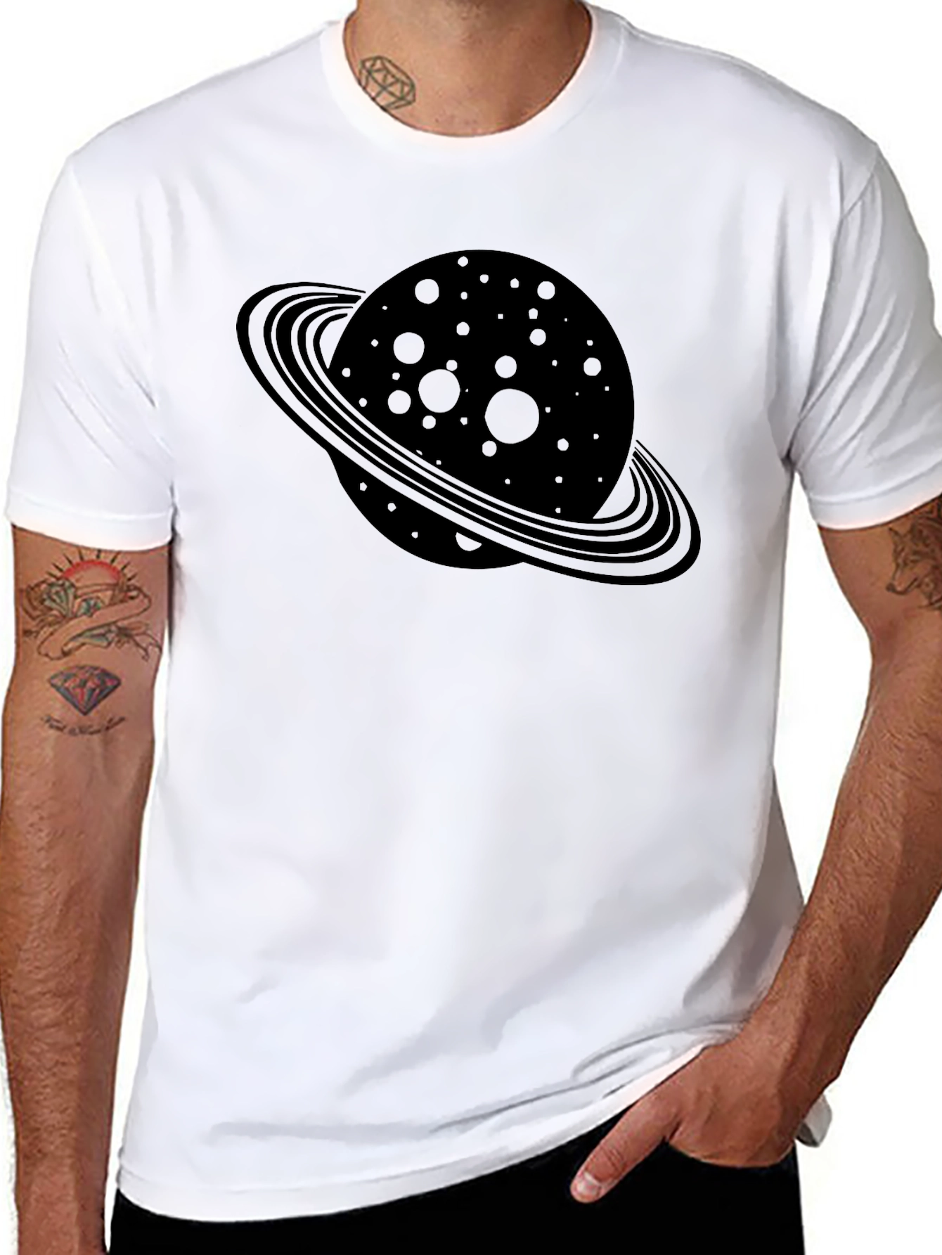 Saturn Graphic Tee - Black Cotton Blend
