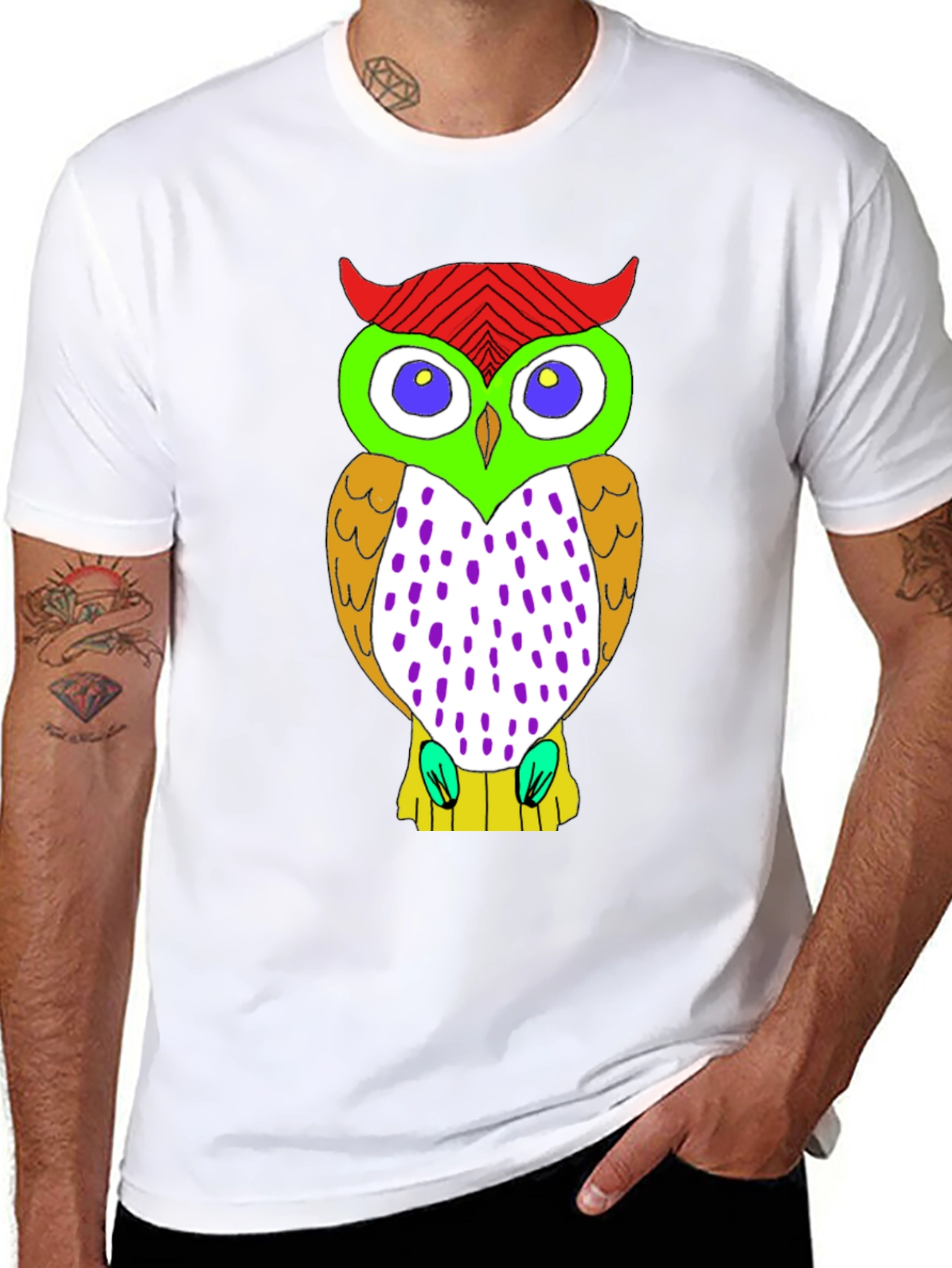 Fun Owl Graphic Print Black T-Shirt