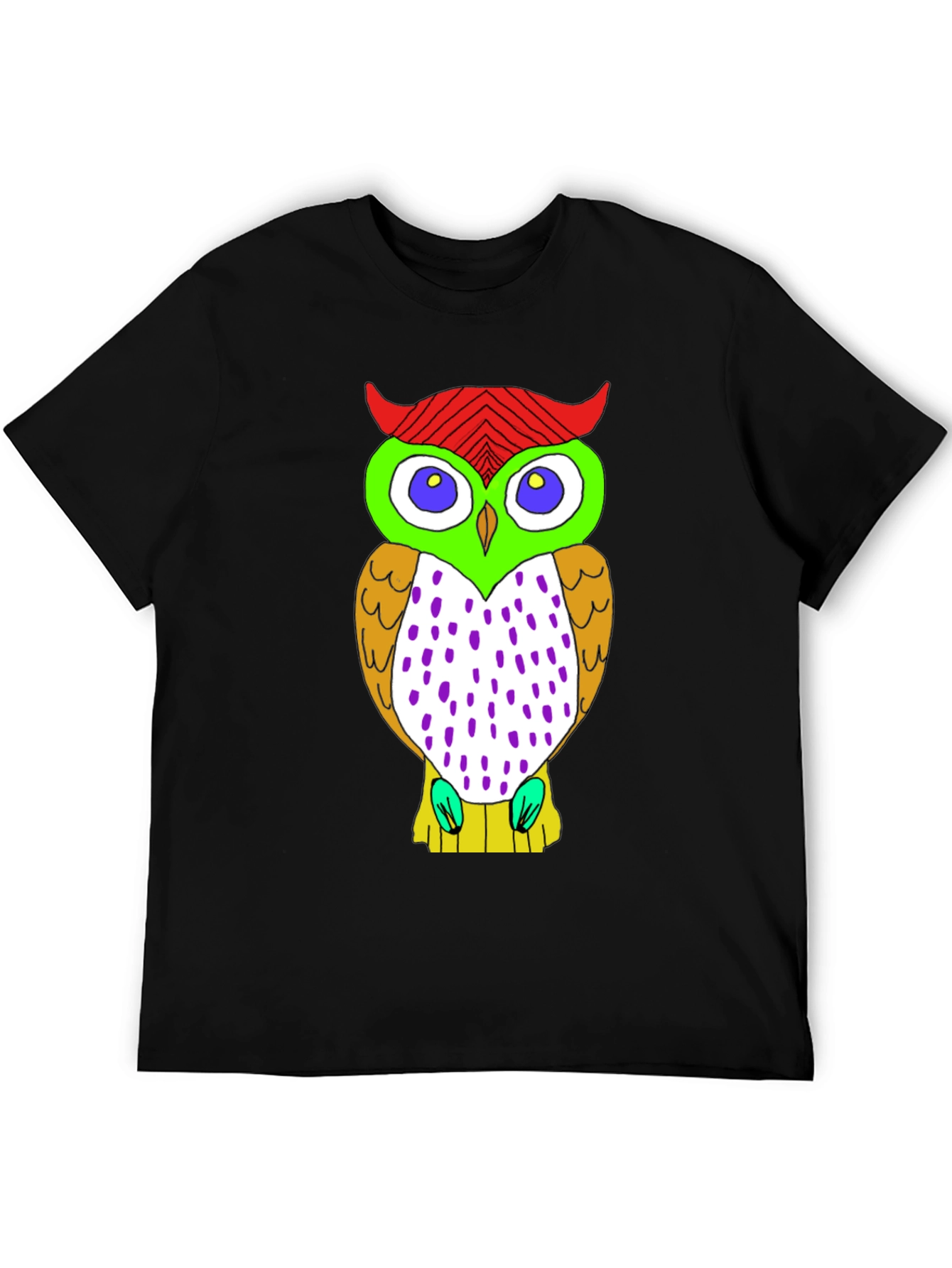Fun Owl Graphic Print Black T-Shirt