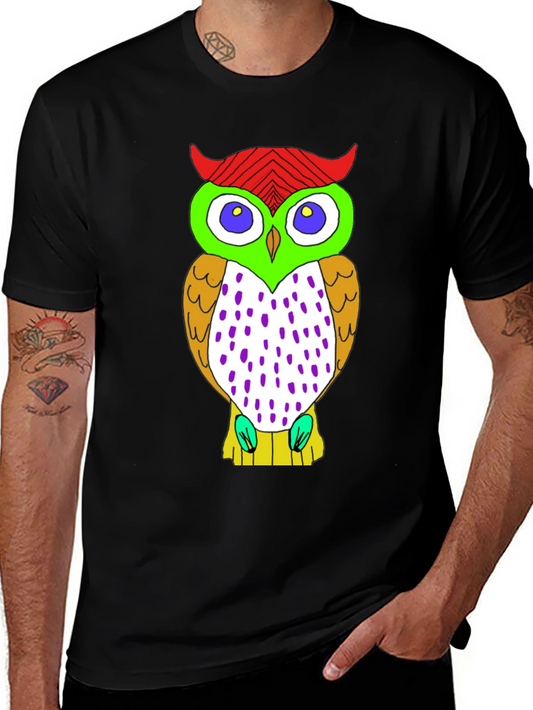 Fun Owl Graphic Print Black T-Shirt