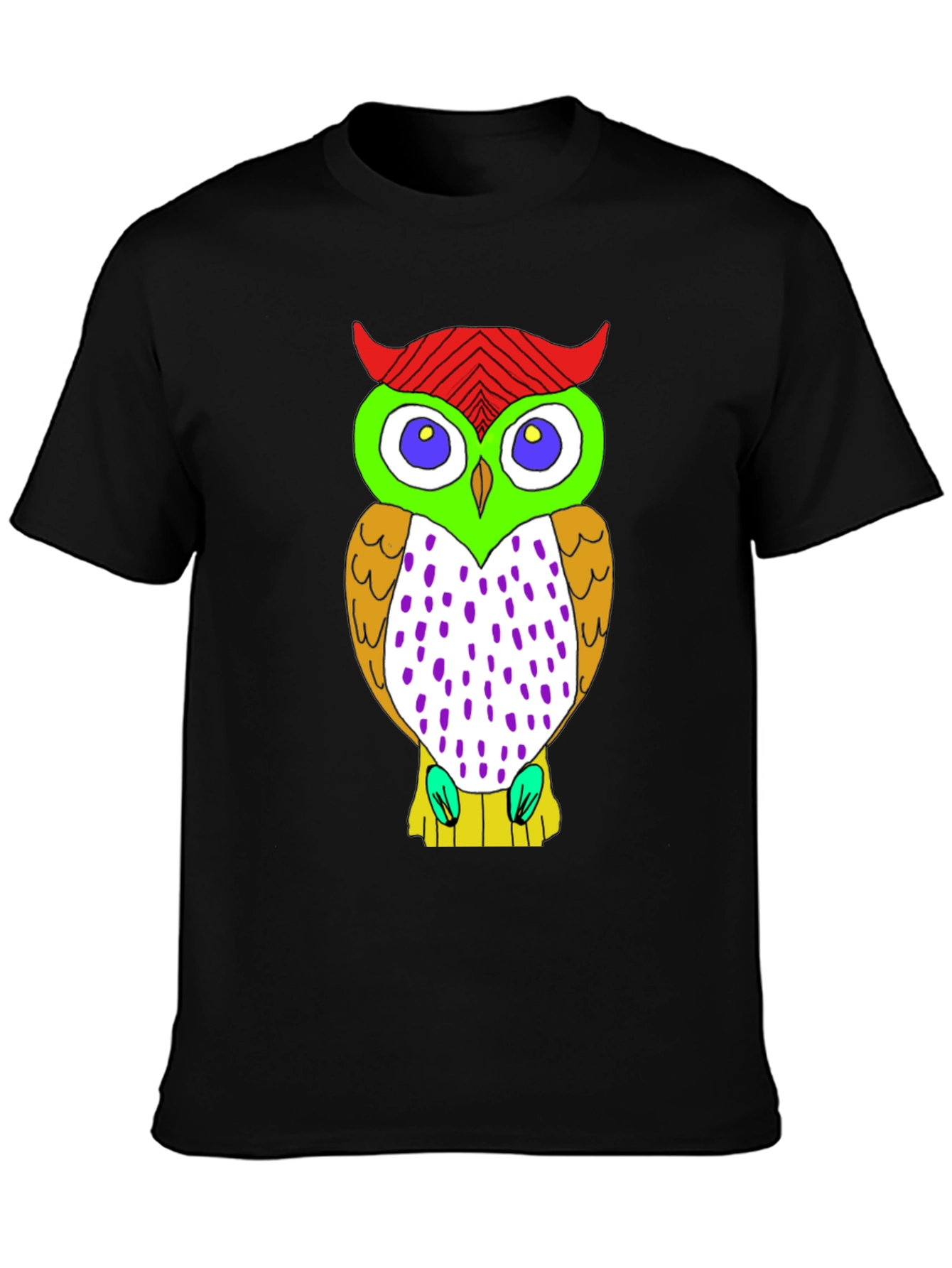 Fun Owl Graphic Print Black T-Shirt