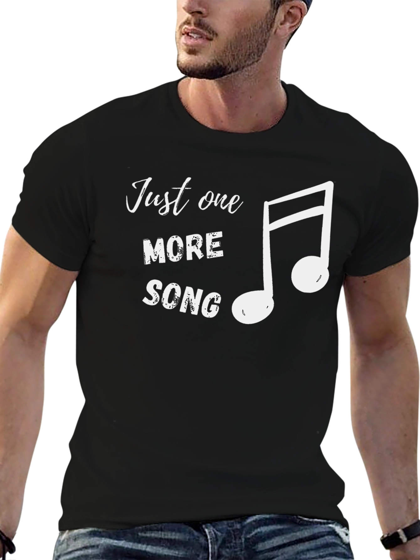 Just One More Song Black T-Shirt Music Lover