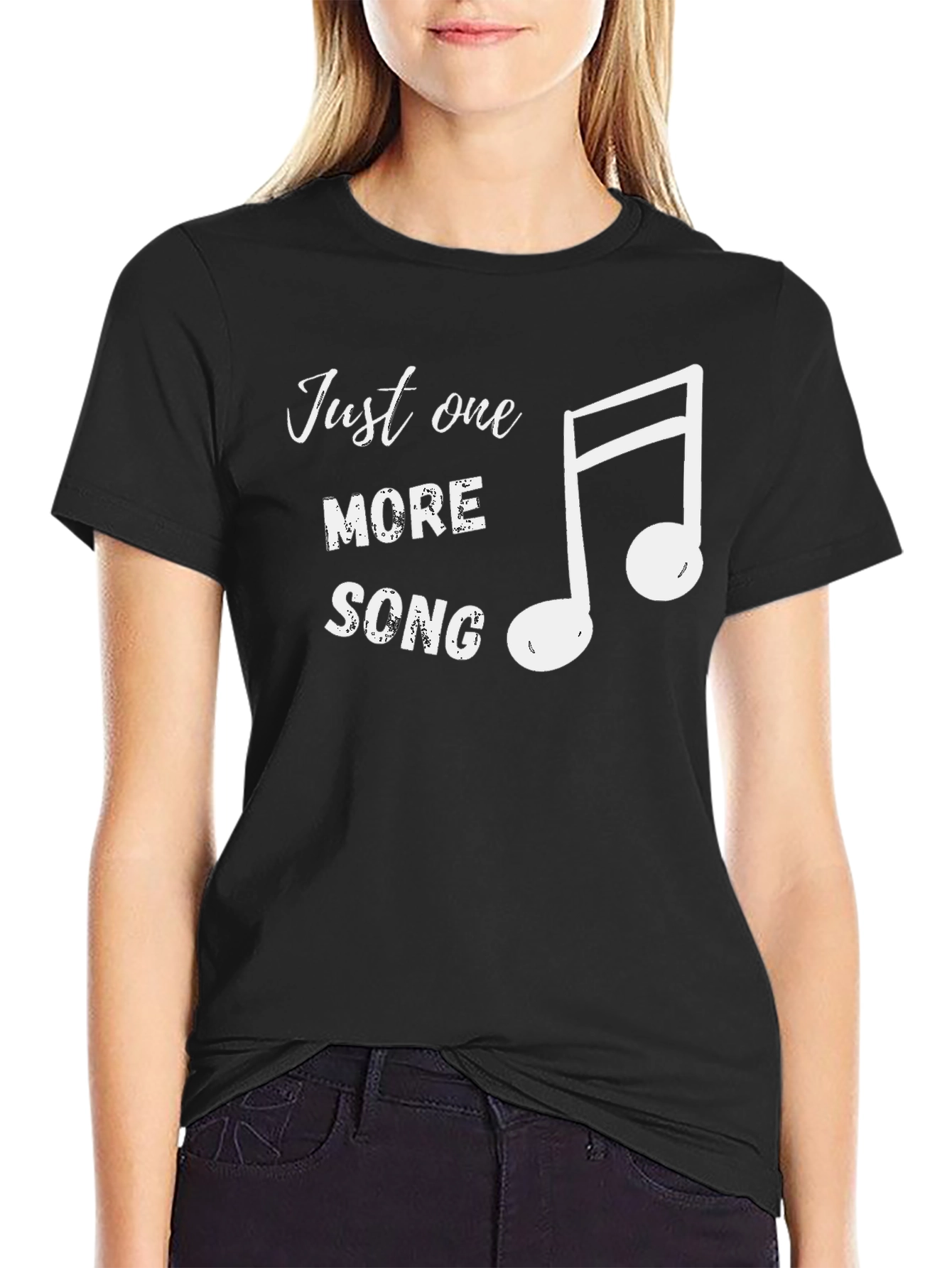 Just One More Song Black T-Shirt Music Lover