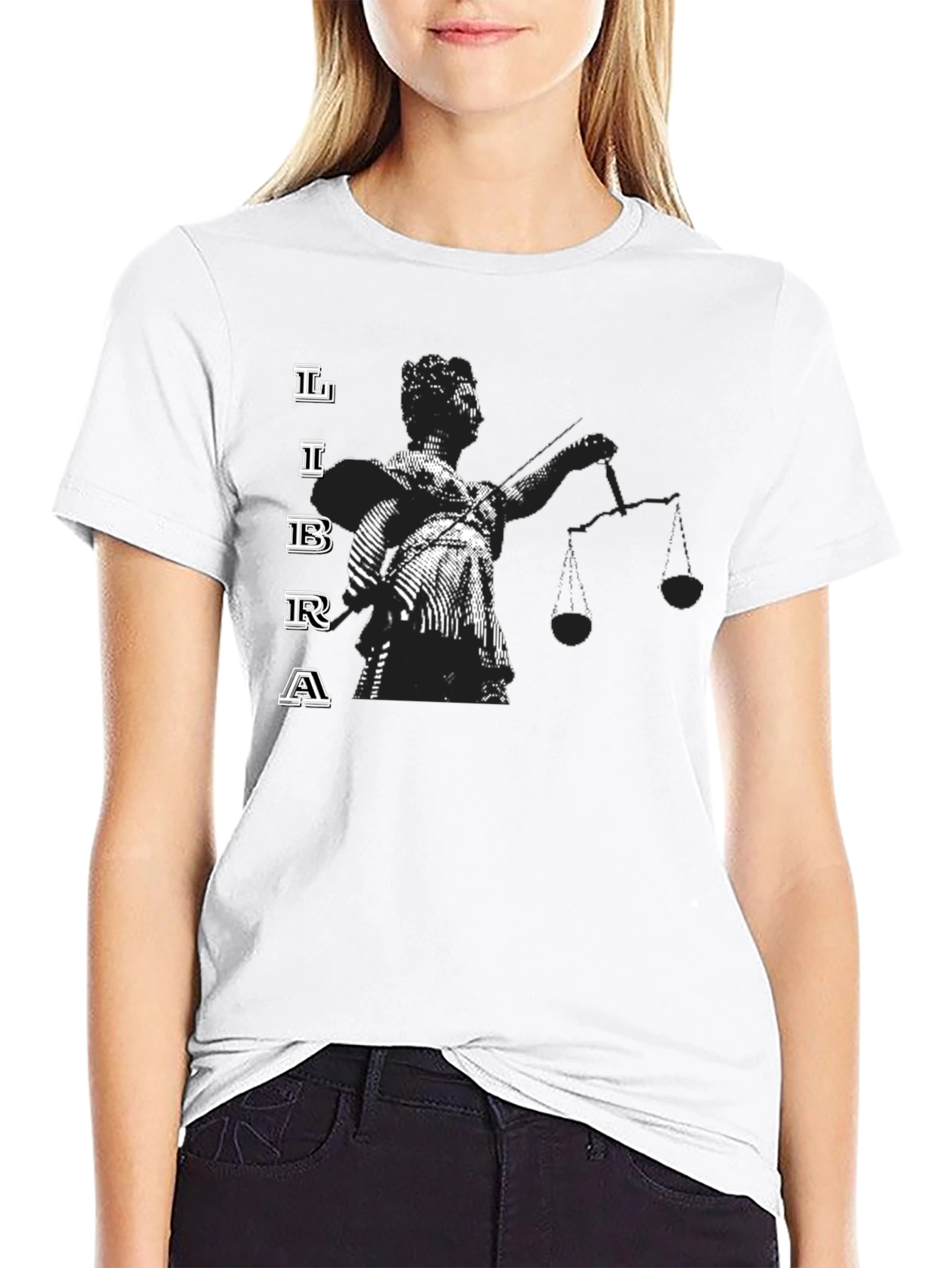 Libra Zodiac Graphic T-Shirt - Black