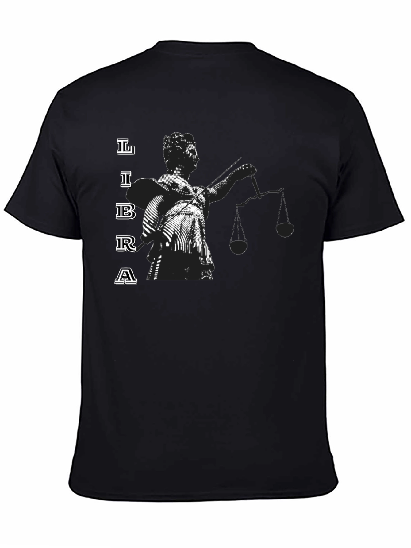 Libra Zodiac Graphic T-Shirt - Black