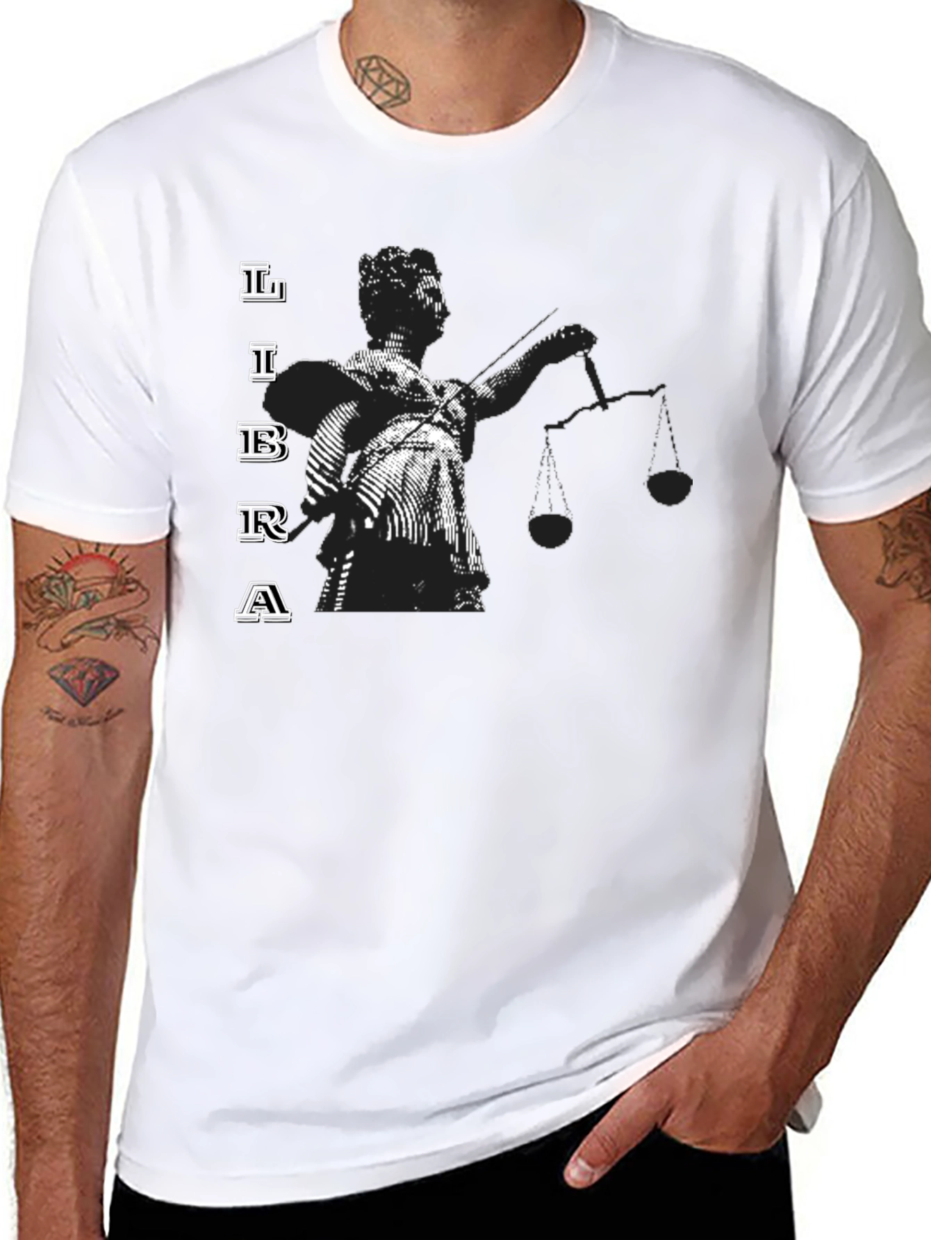 Libra Zodiac Graphic T-Shirt - Black