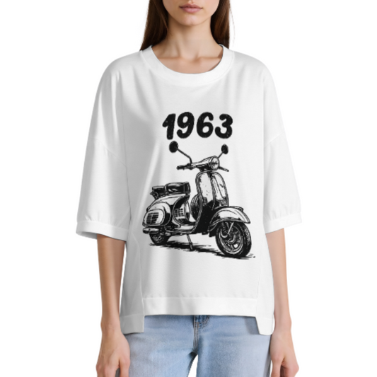 1963 Vintage Scooter Graphic Tee, Retro Motorbike Streetwear Shirt, Classic European Moped Inspired Oversized Unisex Top(z569)