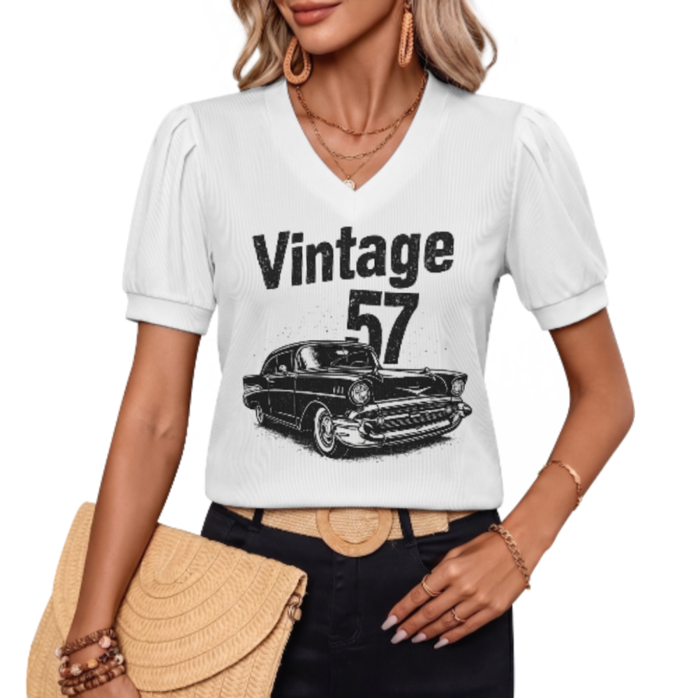 Vintage 57 Classic Car Graphic Tee, Retro Muscle Car Shirt, Old School Automobile T-Shirt, Classic American Car Enthusiast Top, Vintage Streetwear Tee(z600)