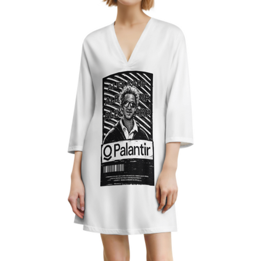 Retro Tech Visionary Graphic Dress Shirt, Minimal Monochrome Streetwear Tee Dress, Futuristic CEO Inspired Oversized Casual Outfit(z576)