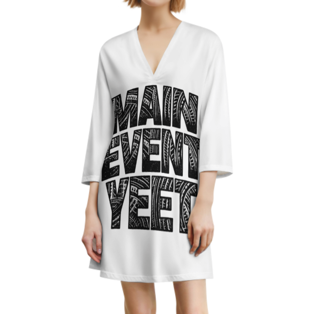 Main Event Yeet Graphic Oversized T-Shirt Dress, Bold Streetwear Typography Casual Lounge Tee, Trendy Statement Outfit for Everyday Style(z572)
