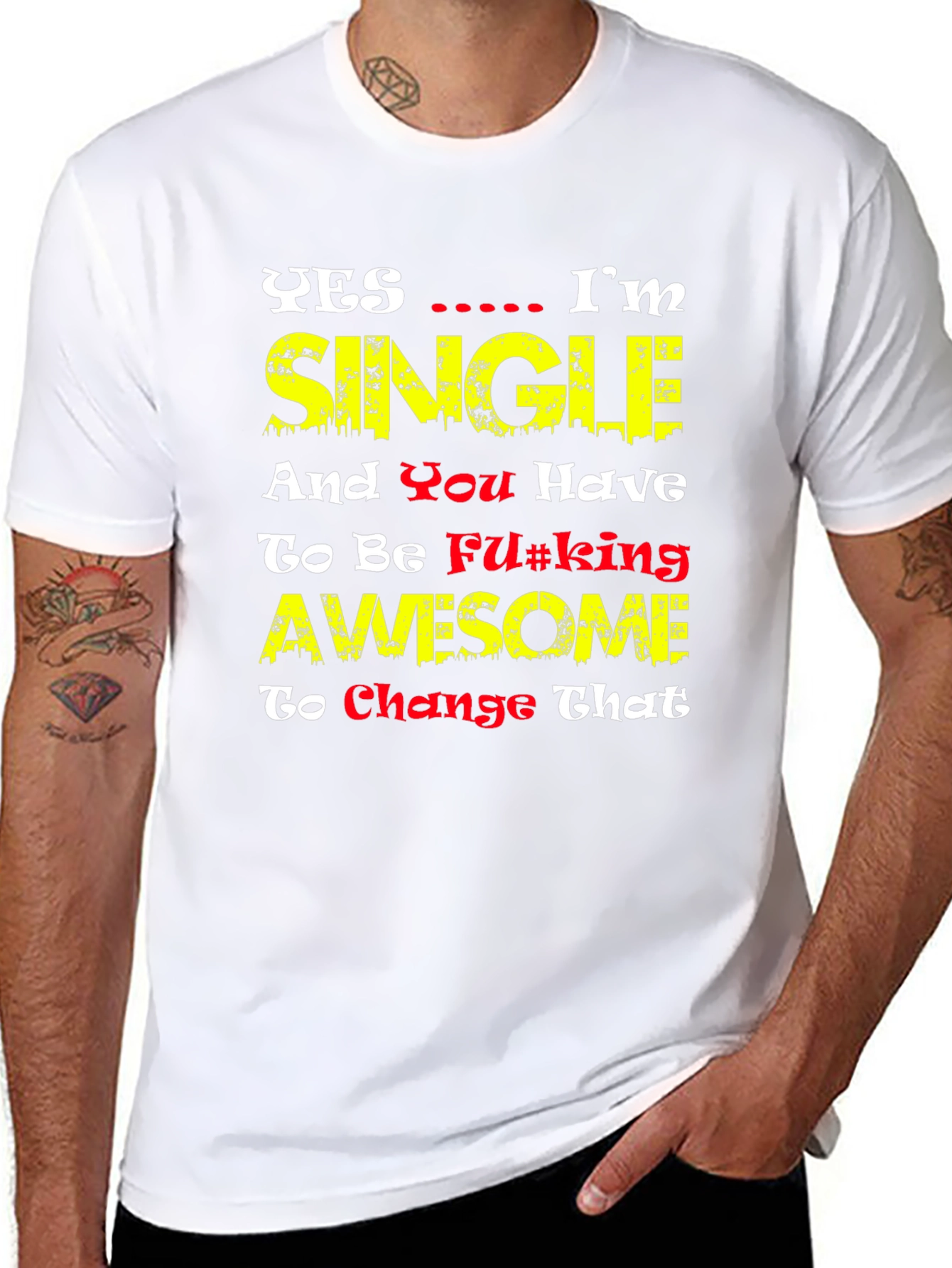 Single & Awesome Graphic Tee - Funny Mens T-Shirt